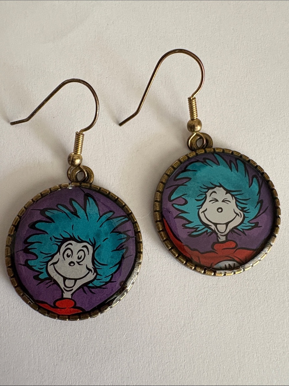 Cutest Dr Suess themed drop Earrings I’ve made this far! Fun for teachers/fans!